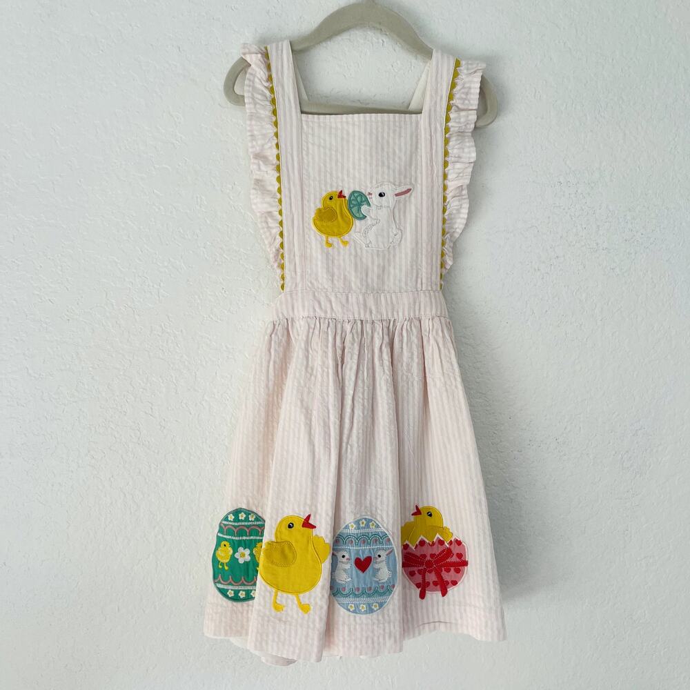 Mini Boden Easter Egg Ruffled Pinafore Dress 6/7